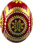 Sorbisches Osterei, mehrfarbig, echtes Blattgold aufgelegt